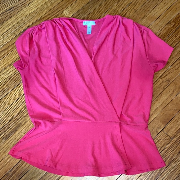 Leith Tops - Leith Ruched Shoulder/ pep-plum waist Top